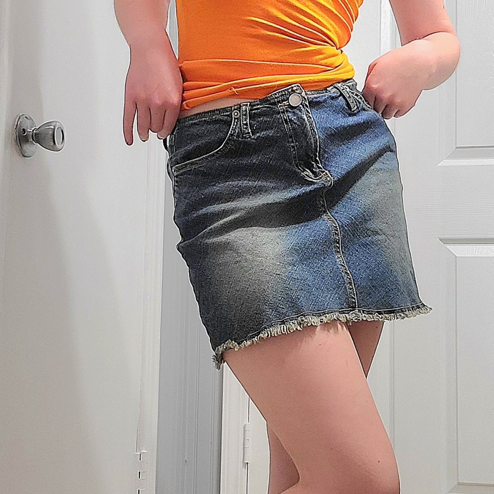 denim mini skirt